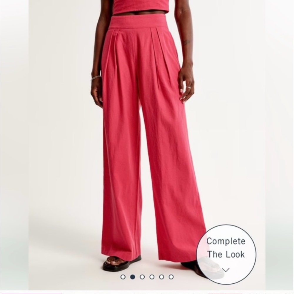 Abercrombie Wide Leg Pink Linen Pants